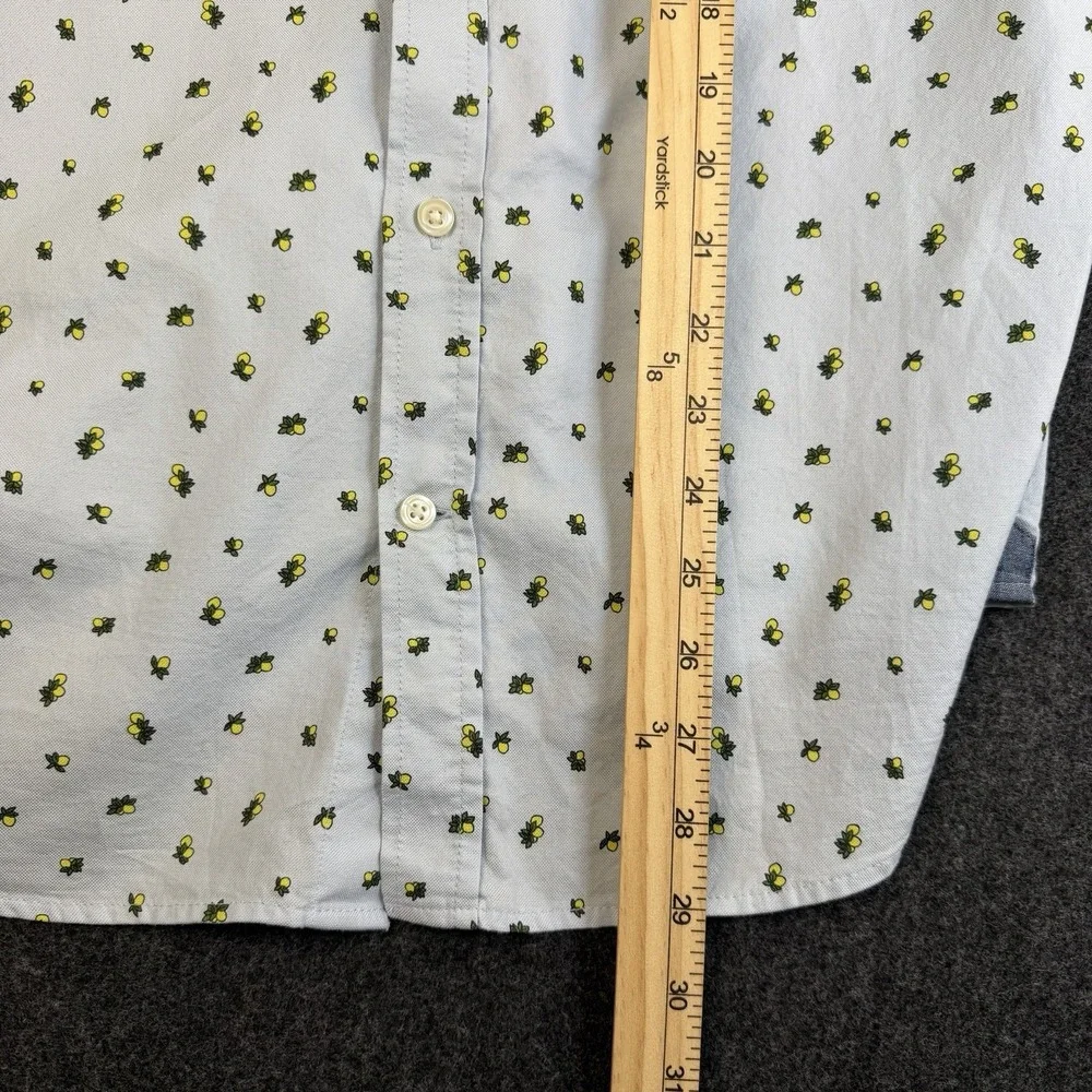 Banana‎ Republic Oxford Untucked Fit Men's L Blue Button Front Shirt Lemon Print